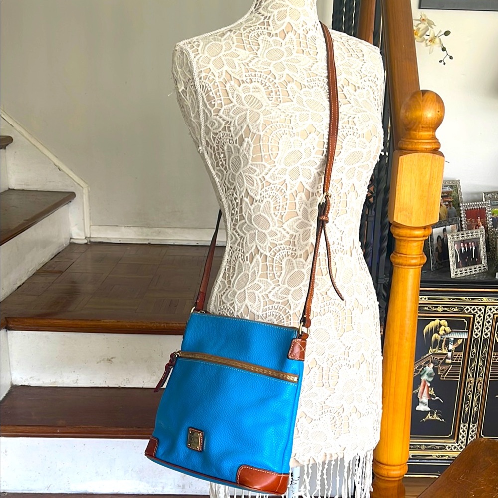 Authentic Dooney & Bourke Blue & Brown Crossbody Bag